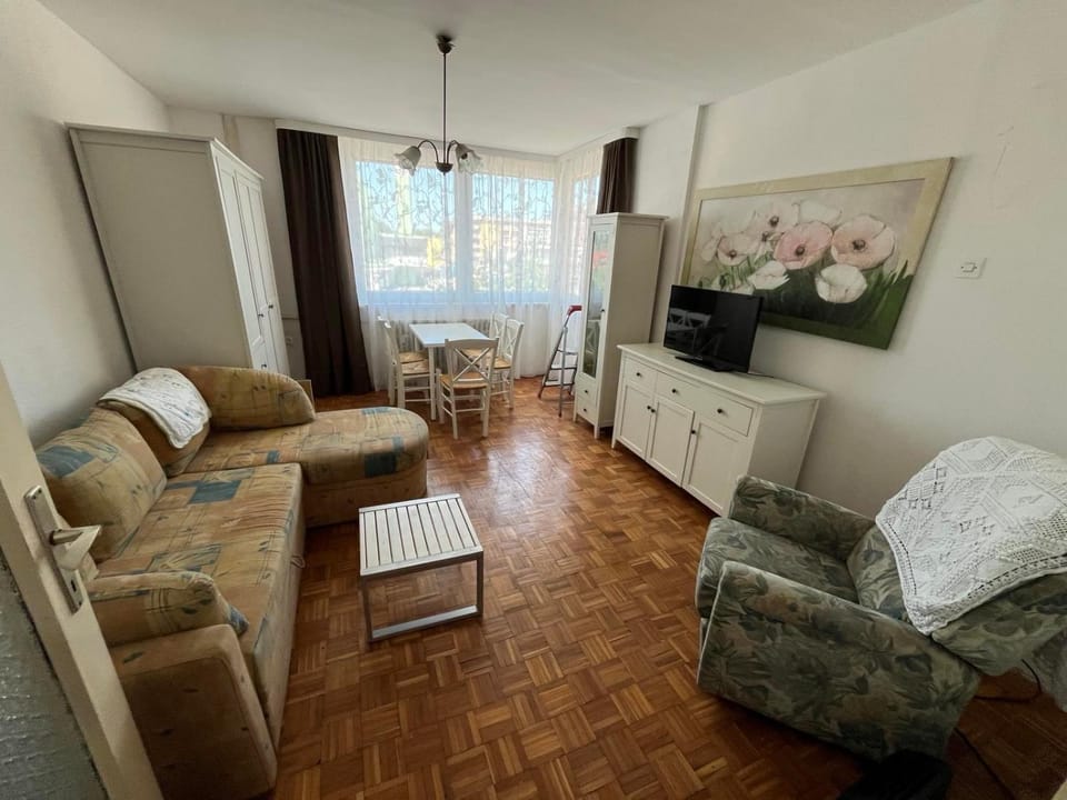 Bed, Living room, Dining area