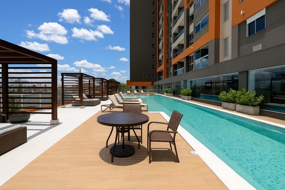 Property building, Day, Pool view, Swimming pool, sunbed