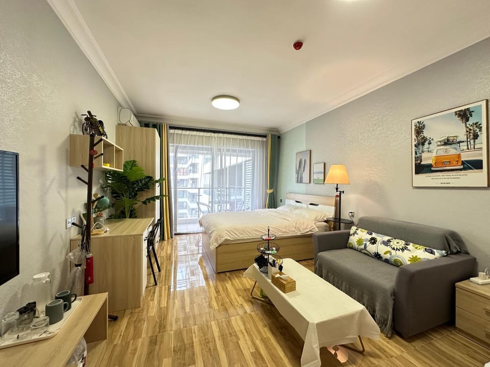 Bed, Living room, Seating area, Bedroom