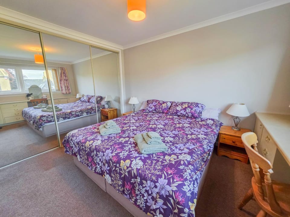 Bed, Photo of the whole room, Bedroom, Garden view, hair dryier, towels