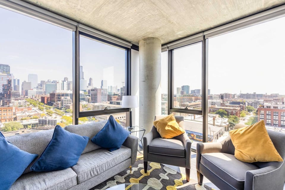 Living room, Seating area, City view