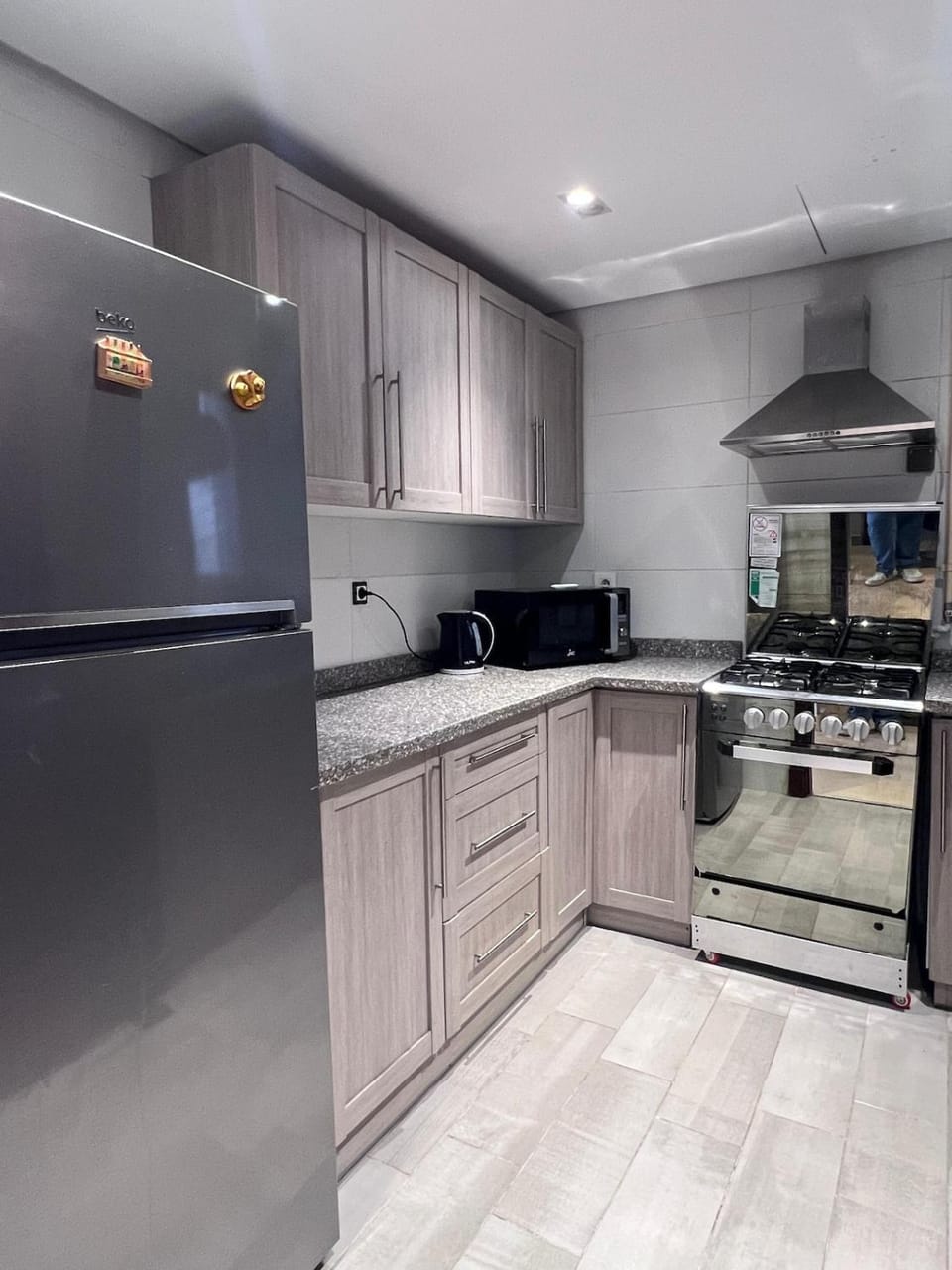 Kitchen or kitchenette, oven, stove, toaster