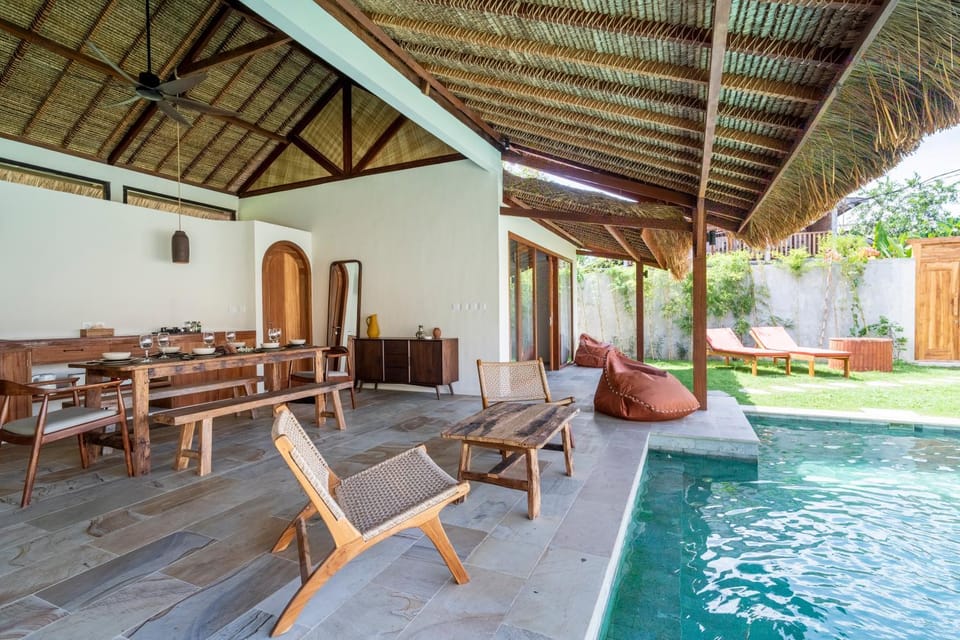 Patio, Seating area, Pool view, Swimming pool, sunbed