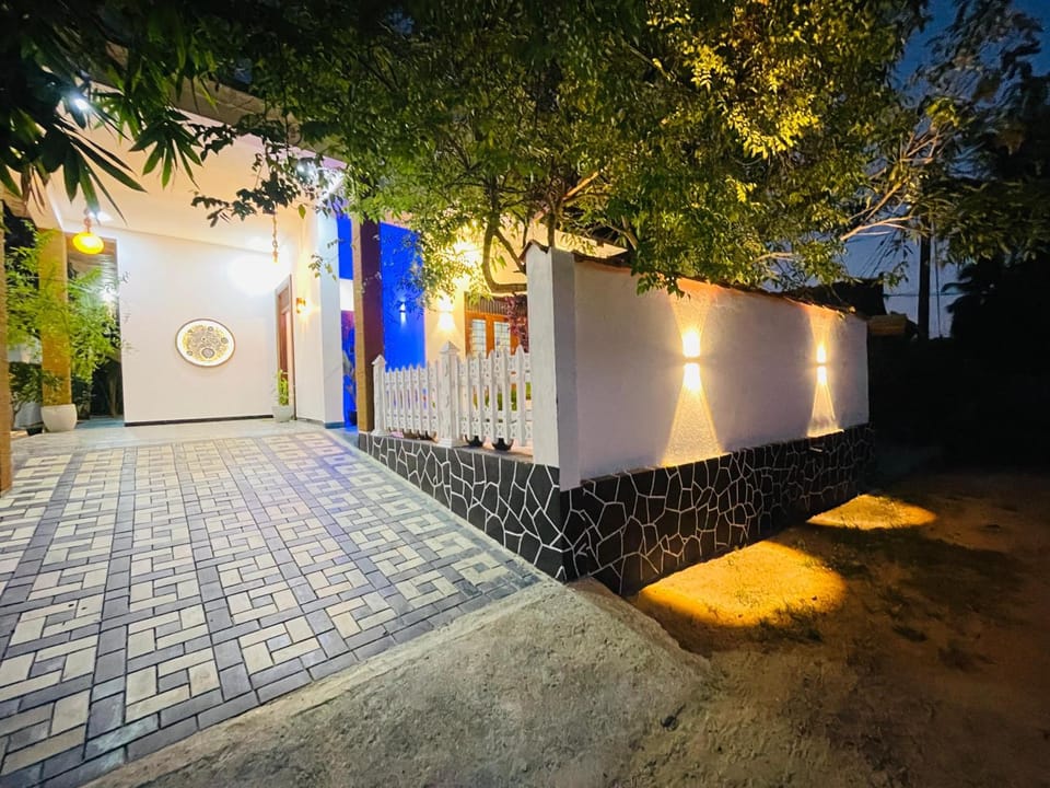 Property building, Night, Garden