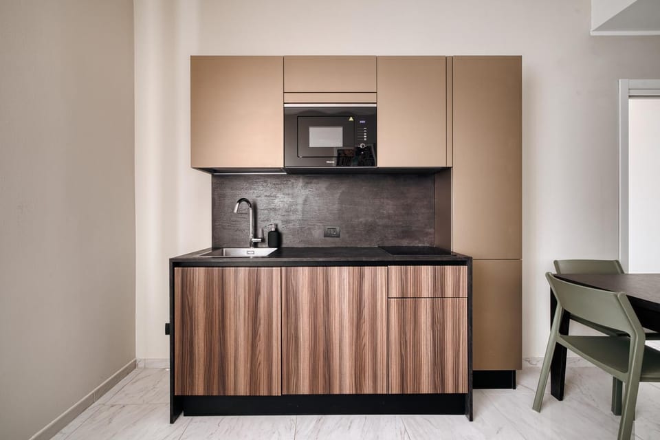 Kitchen or kitchenette, stove