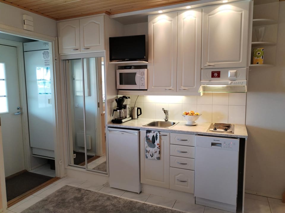 Coffee/tea facilities, Kitchen or kitchenette, dishwasher, stove, toaster