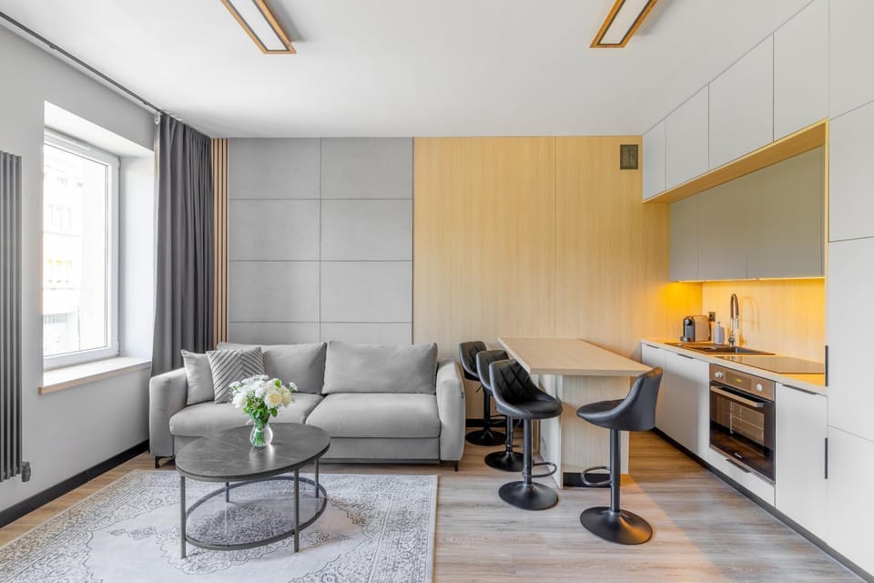 Kitchen or kitchenette, Living room, Seating area