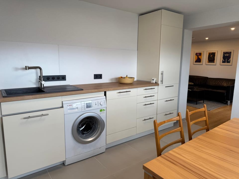 Kitchen or kitchenette, Dining area, dishwasher, oven, stove, washing machine