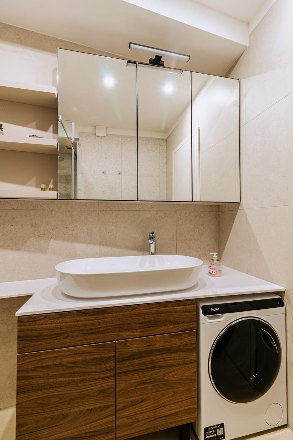 Bathroom, washing machine, dryer
