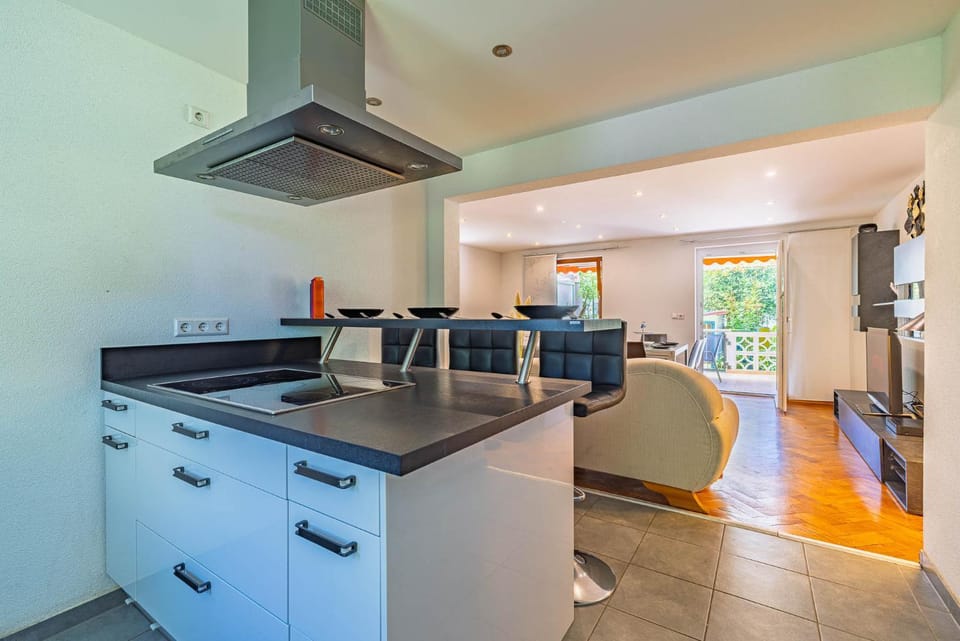 Kitchen or kitchenette, stove, kitchen