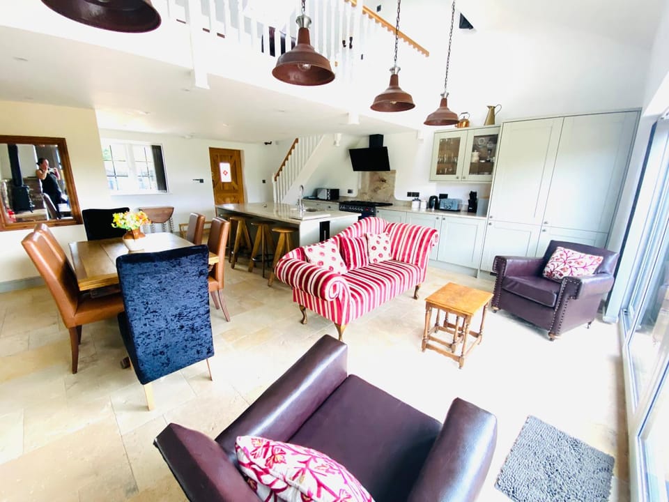 Kitchen or kitchenette, Living room, Seating area, Dining area