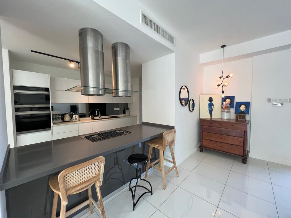 Kitchen or kitchenette, stove