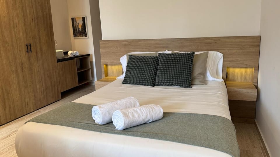 Bed, Photo of the whole room, Bedroom, towels, wardrobe