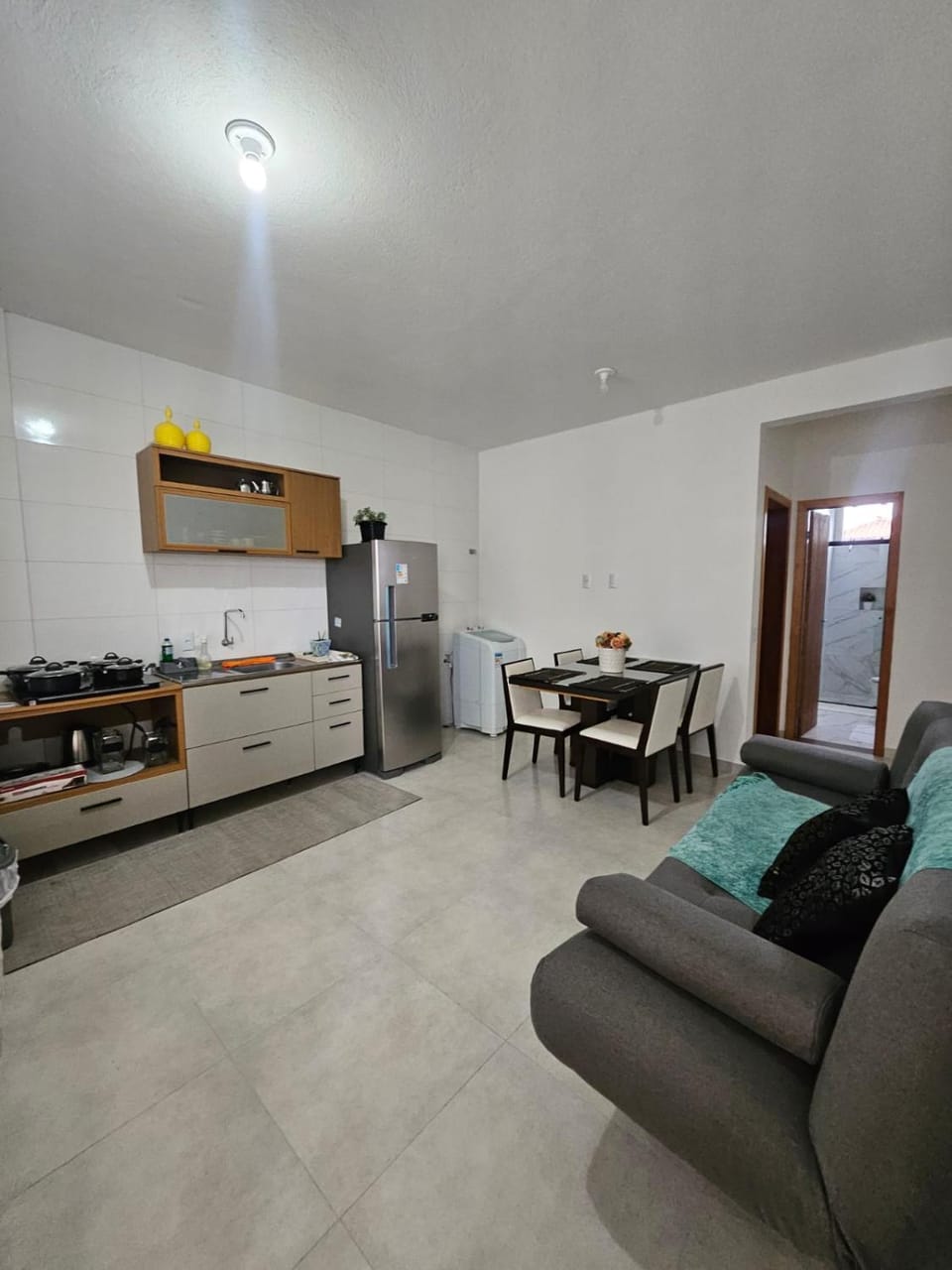 Kitchen or kitchenette, Living room, Dining area, microwave, stove