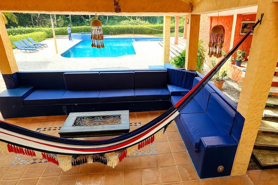 Living room, Pool view, Swimming pool, sunbed