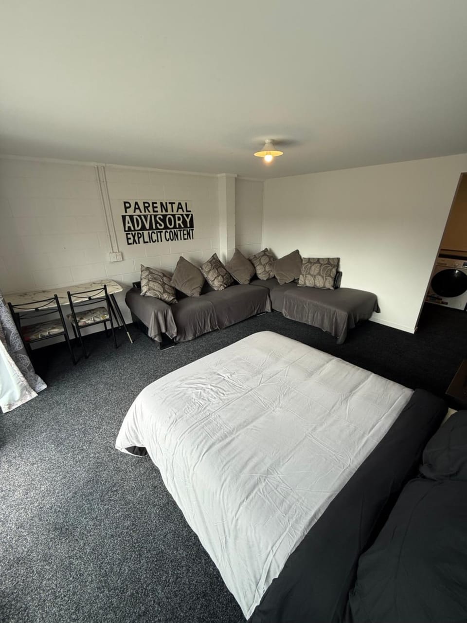 Bed, Living room, Dining area