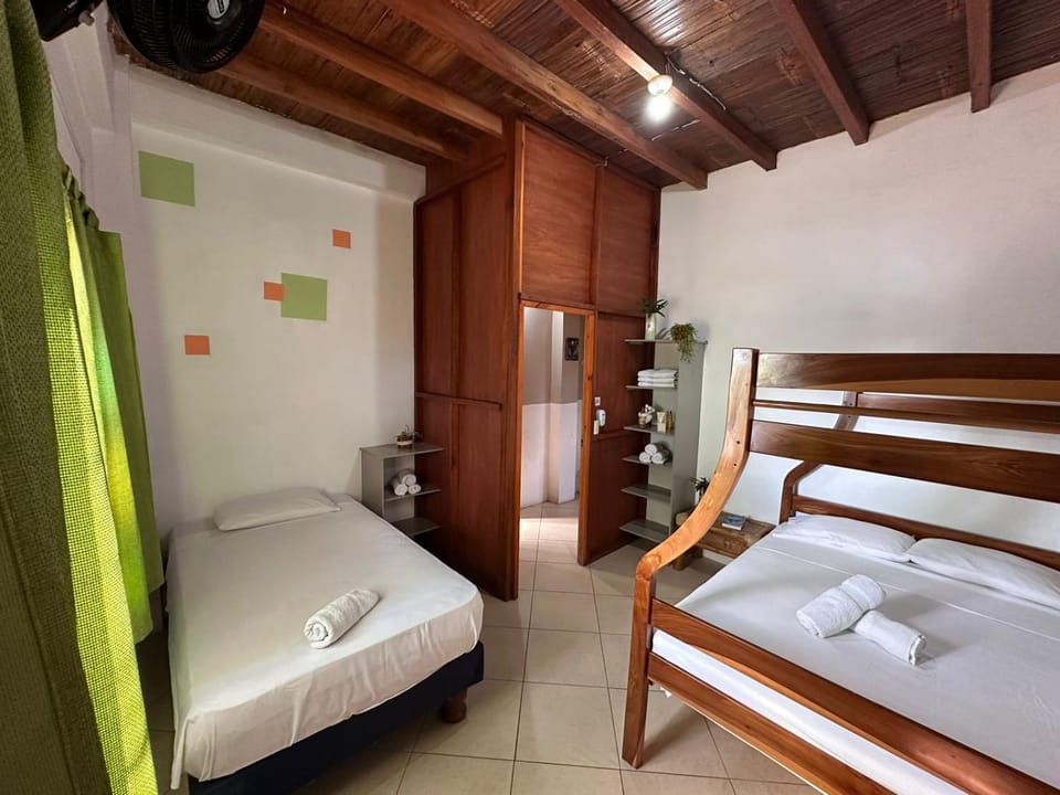 Bed, Photo of the whole room, Bedroom, towels, air conditioner