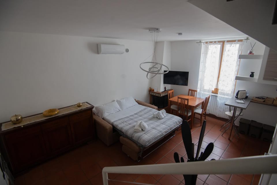 Bed, TV and multimedia, Kitchen or kitchenette, Living room, Photo of the whole room, Seating area, Dining area, Bedroom, air conditioner