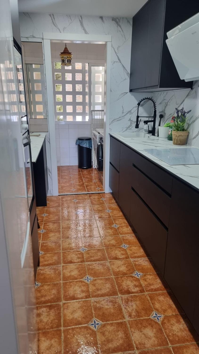 Kitchen or kitchenette, stove