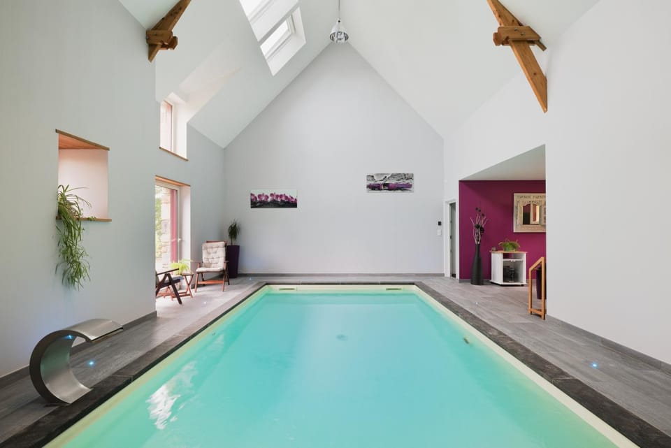 Property building, Living room, Swimming pool