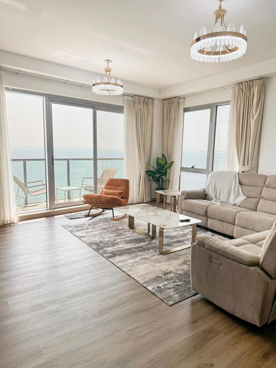Living room, Seating area, Sea view