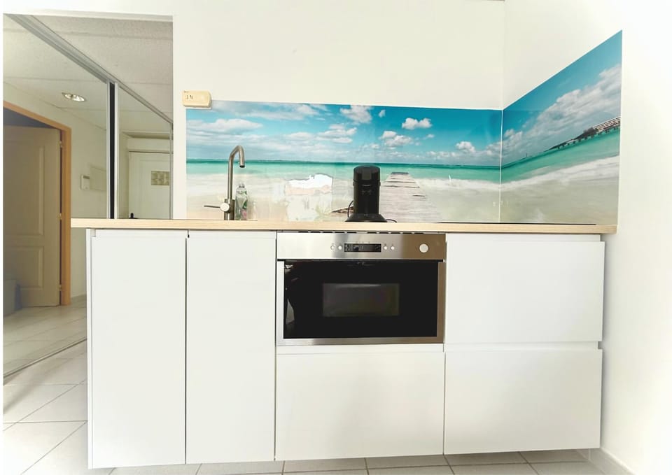 Kitchen or kitchenette, stove