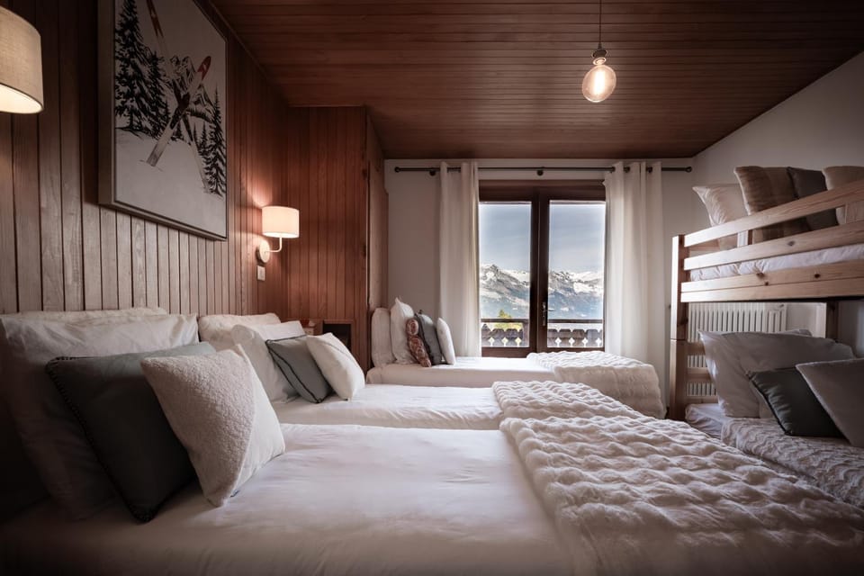 Appartement 10 personnes au pied des pistes vue Mont Blanc Apartment in Combloux