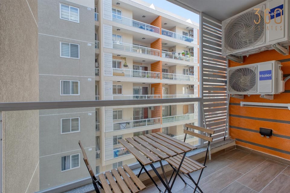 Property building, Patio, Day, View (from property/room), Balcony/Terrace, Living room, Seating area, Dining area