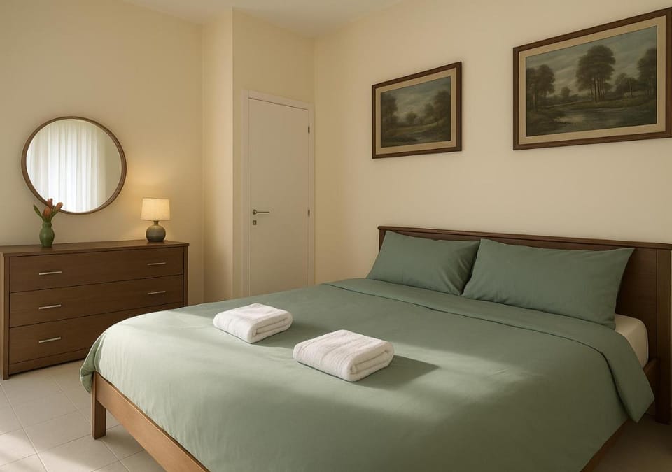 Bed, Photo of the whole room, Bedroom, towels