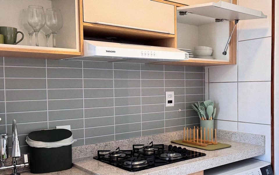 Kitchen or kitchenette, stove
