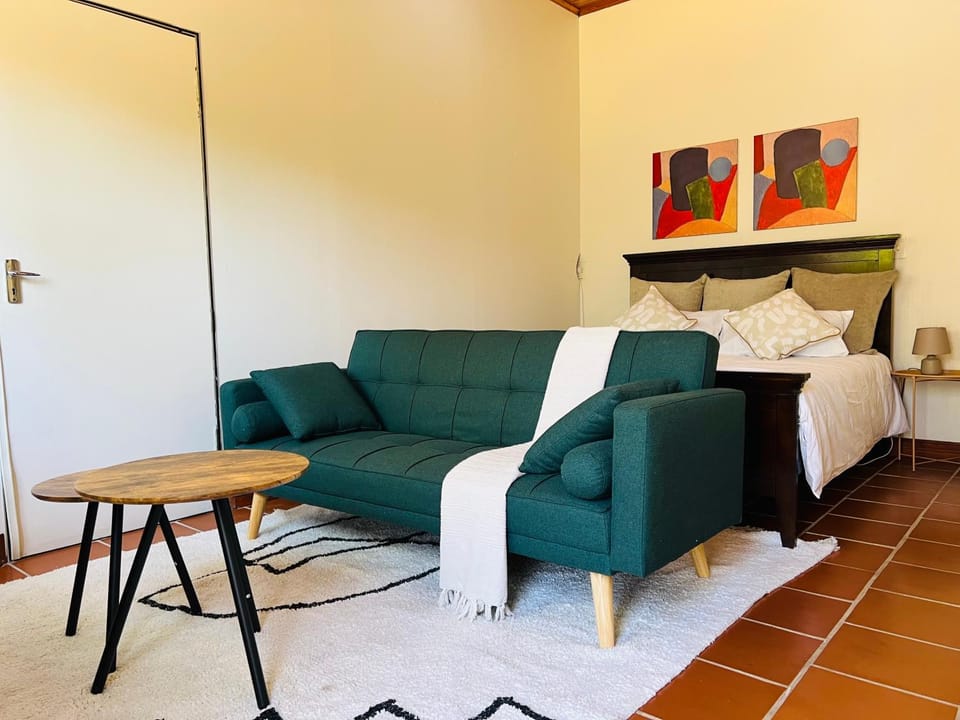 Bed, Living room, Seating area