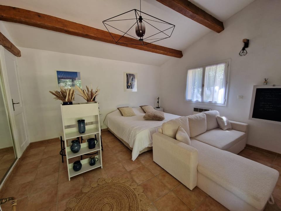 Bed, Living room, Photo of the whole room, Seating area, Bedroom