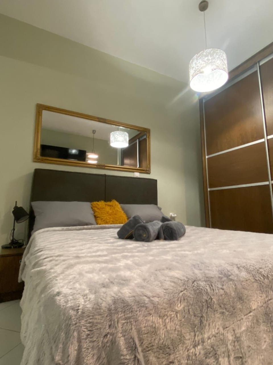 Bed, Photo of the whole room, Bedroom, towels, wardrobe