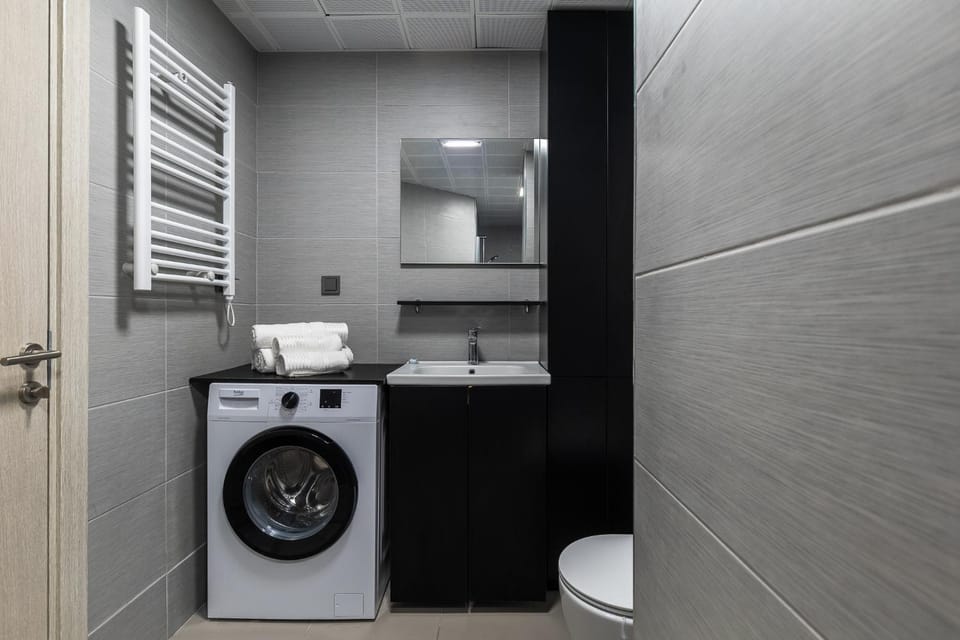 Bathroom, washing machine, dryer