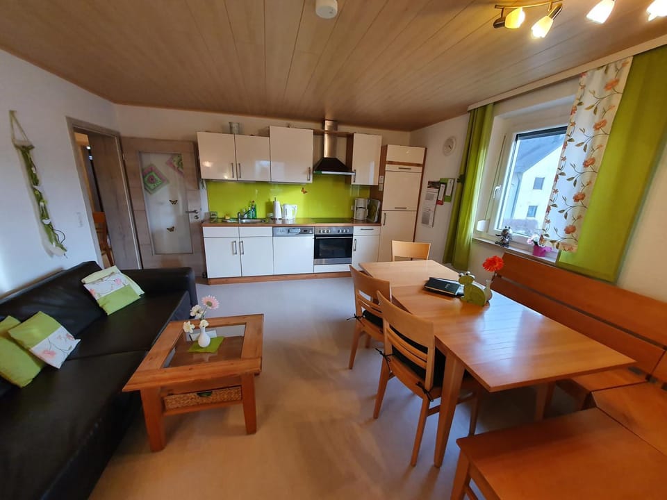 Kitchen or kitchenette, Living room, Dining area, dishwasher, stove