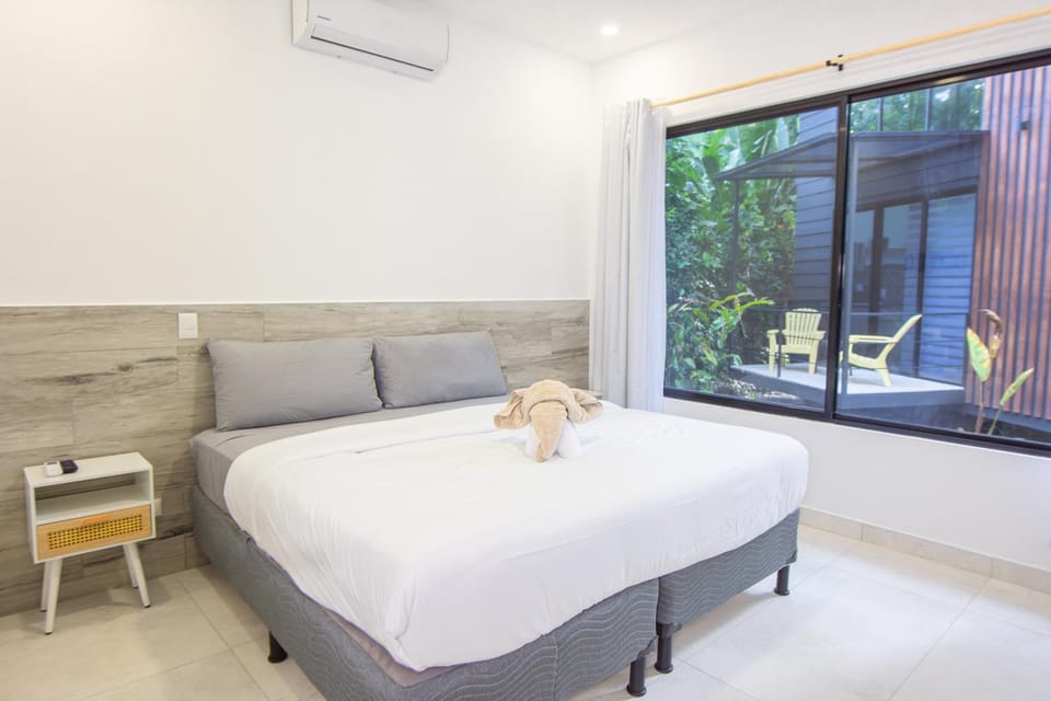 Bed, Bedroom, Garden view, air conditioner