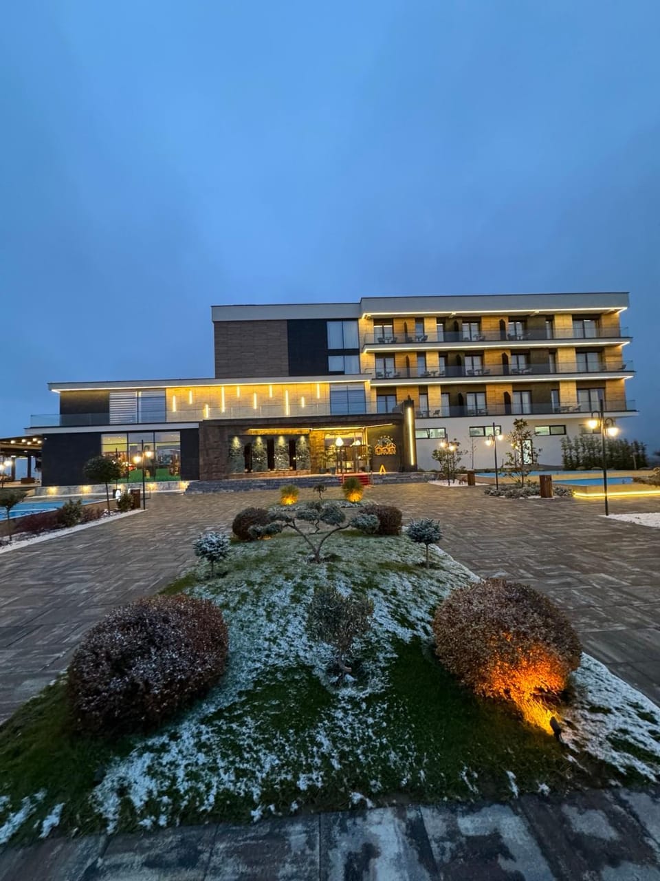 Property building, Night, Winter