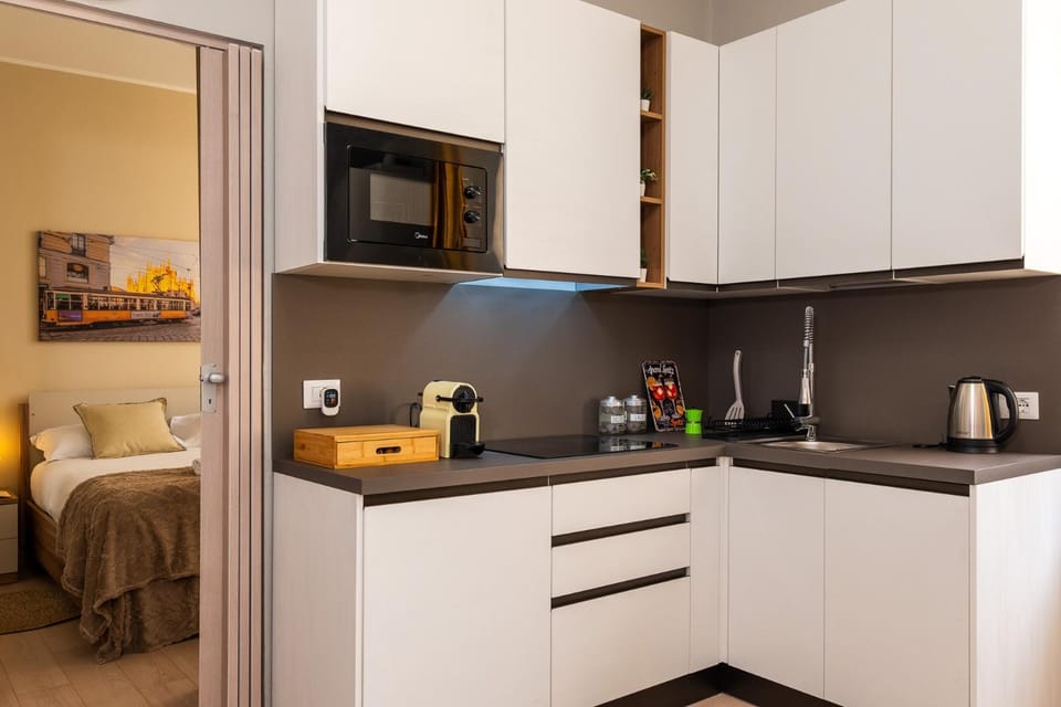 Bed, Coffee/tea facilities, Kitchen or kitchenette, Photo of the whole room, Bedroom, stove