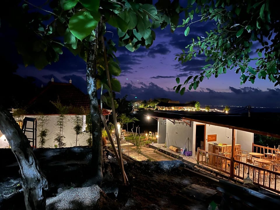 Property building, Night, Natural landscape, View (from property/room), Balcony/Terrace, Sea view
