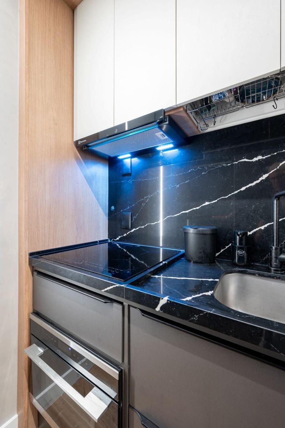 Kitchen or kitchenette, stove