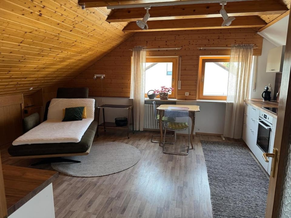 Bed, Kitchen or kitchenette, Living room, Dining area, stove