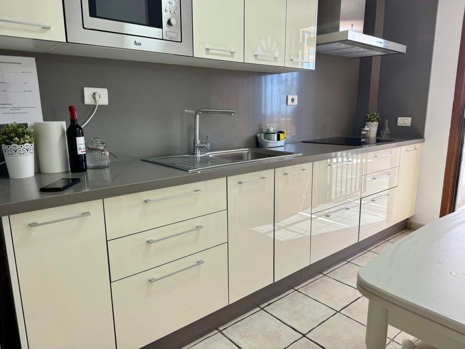 Kitchen or kitchenette, stove