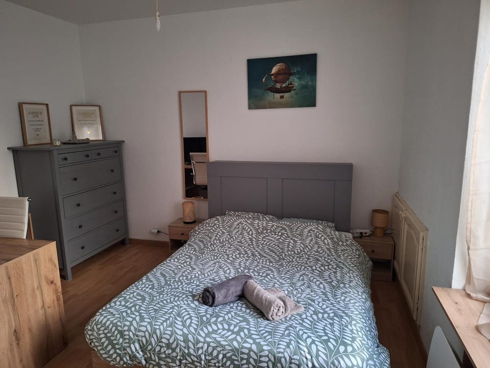 Bed, Photo of the whole room, Bedroom, towels