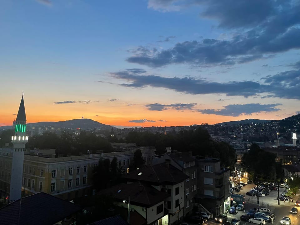 Night, City view, Sunset
