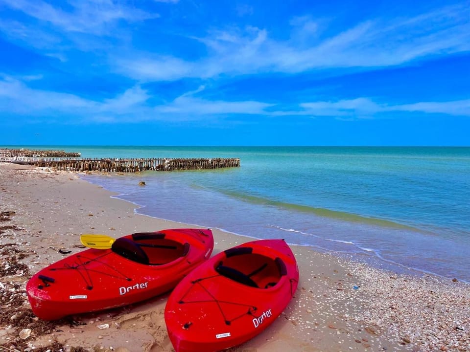 Beachfront House with Terrace & Bar, AC, 6 Max House in State of Yucatan