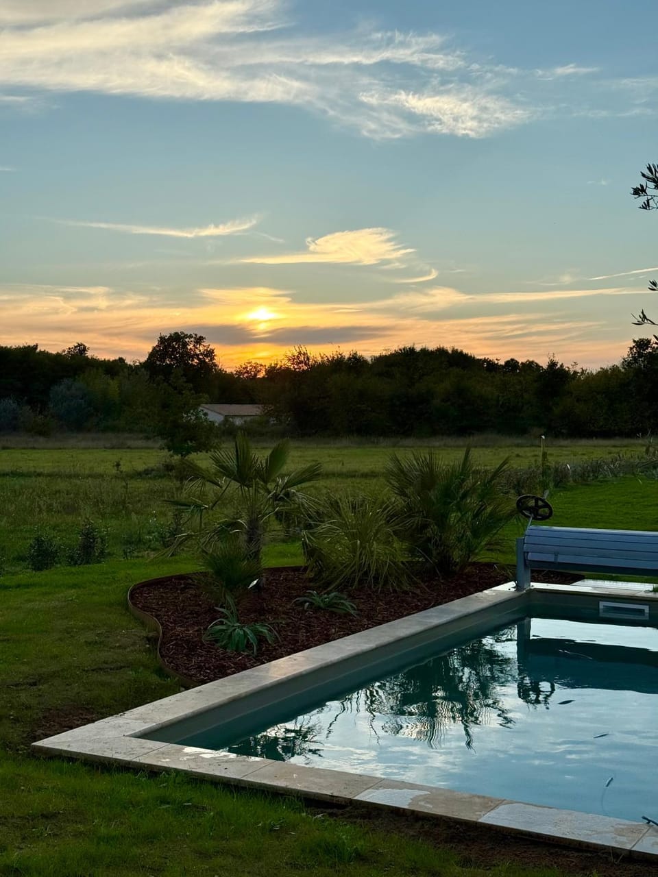 Natural landscape, Pool view, Swimming pool, Sunset
