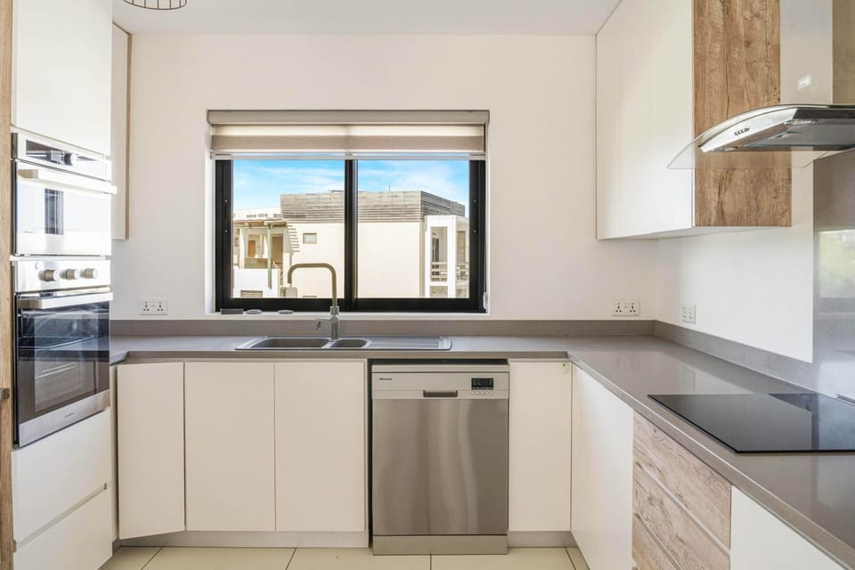 Kitchen or kitchenette, dishwasher, oven, stove