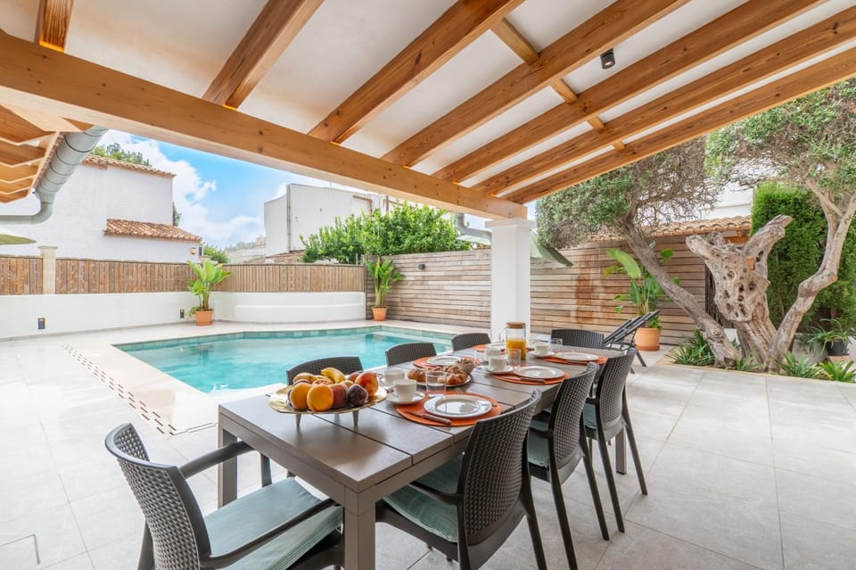 Property building, Living room, Swimming pool