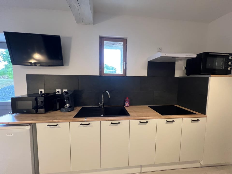 Coffee/tea facilities, Kitchen or kitchenette, stove