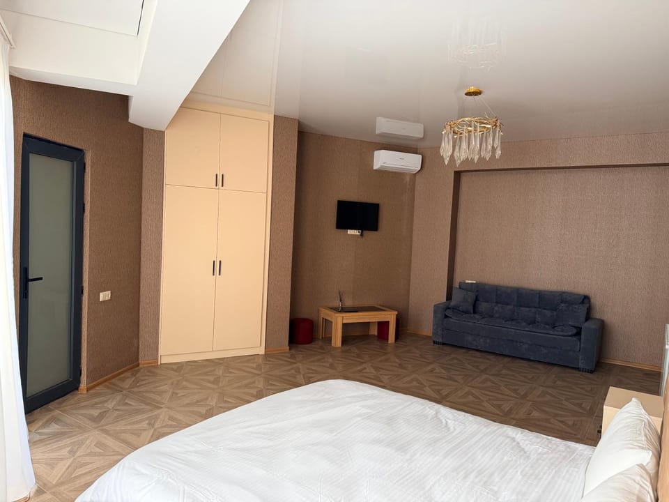 Communal lounge/ TV room, Bed, TV and multimedia, Living room, Photo of the whole room, Seating area, Evening entertainment, Bedroom, wardrobe, air conditioner